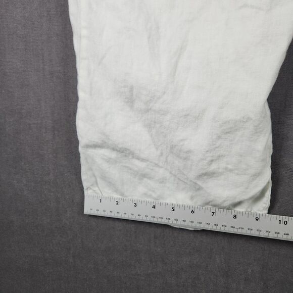 M Rena Linen Pants Women's Sz Large Blend Wide Slit Leg Distressed Look USA Made - Picture 7 of 12
